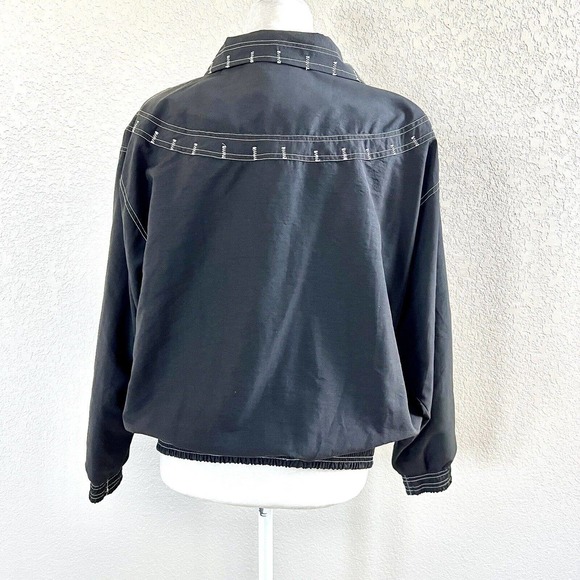 Janeve Windbreaker Jacket 80's 90's Black White Petite Large Retro Sport Vintage - Picture 6 of 16
